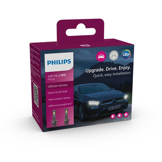 Philips LED pagrindines sviesos H1, 6000K, LEDriving HL, 2vn, 1125   